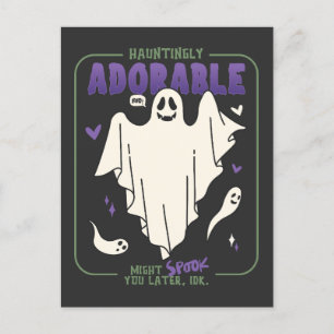Hauntingly Adorable Funny Halloween Ghost Sayings Holiday Postcard