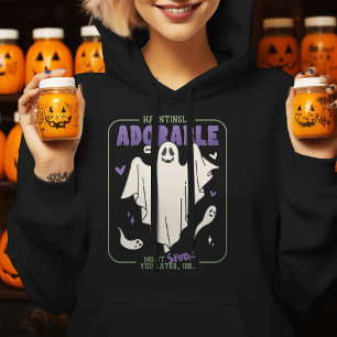 Hauntingly Adorable Funny Halloween Ghost Sayings Hoodie