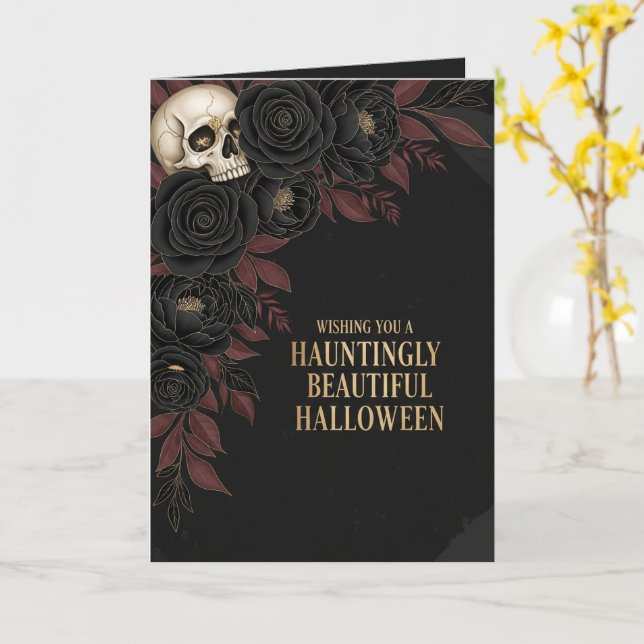 Hauntingly Beautiful Halloween Card (Yellow Flower)