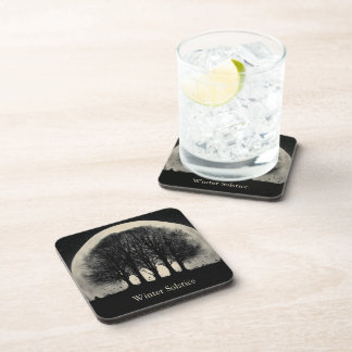 Hauntingly Beautiful Silhouette of Bare Trees Coaster