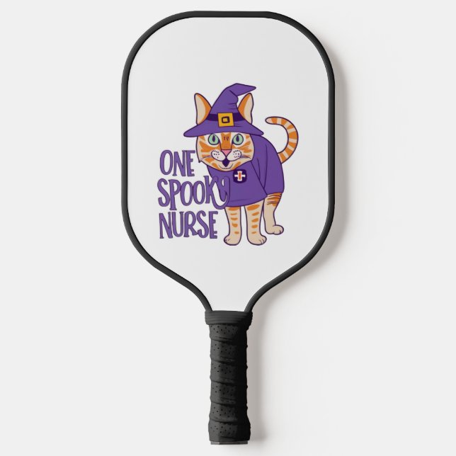 Hauntingly Cute One Spooky Nurse Cat   Pickleball Paddle (Front)