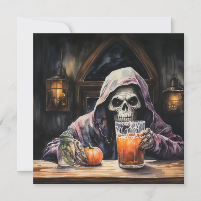 👻🍻 "Haunts & Hops Bash"! 🍻👻 Halloween  Invitation (Front)