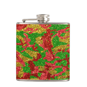 Haus Of Camo Gold Xmas Pattern Hip Flask