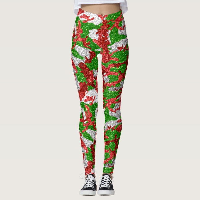 Haus Of Camo Silver Xmas Pattern Leggings (Front)