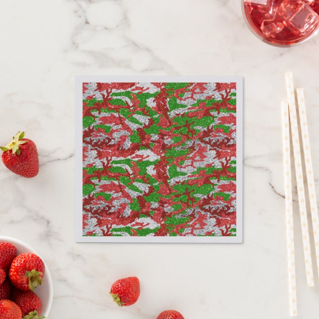 Haus Of Camo Silver Xmas Pattern Napkin (Insitu)