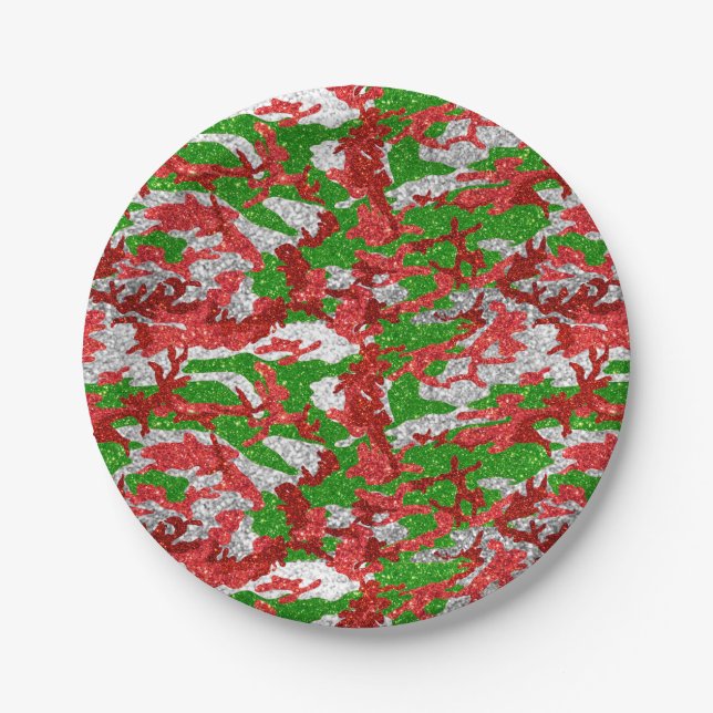 Haus Of Camo Silver Xmas Pattern Paper Plate (Front)