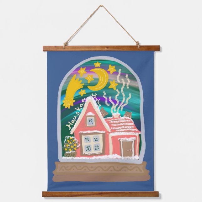 Hauskaa Joulua Merry Christmas Finnish cabin  Hanging Tapestry (Front)