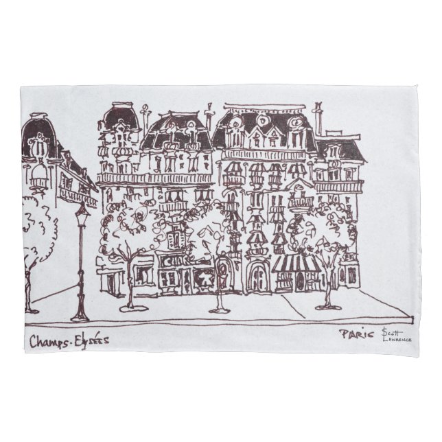 Haussmann Architecture | Champs Elysees, Paris Pillowcase (Front-Left)