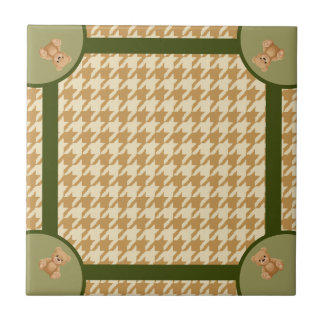 Haut Houndstooth with Teddy Bear, Ceramic Tile