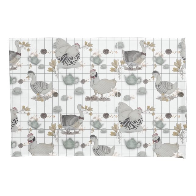 Haute Couture Chicken print  Pillowcase (Front)