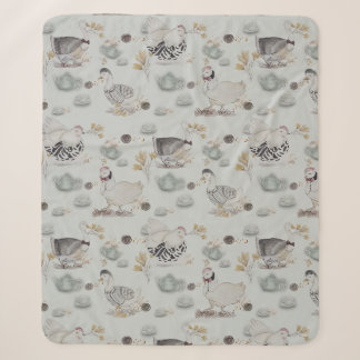 Haute Couture Ducks & Chicken Baby Sherpa Blanket