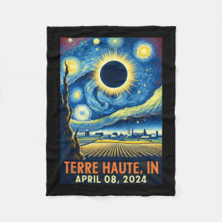 Haute Indiana Total Solar Eclipse 2024 Starry Nigh Fleece Blanket