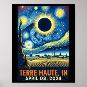 Haute Indiana Total Solar Eclipse 2024 Starry Nigh Poster