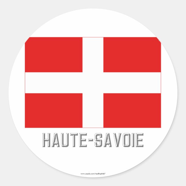 Haute-Savoie flag with name Classic Round Sticker (Front)