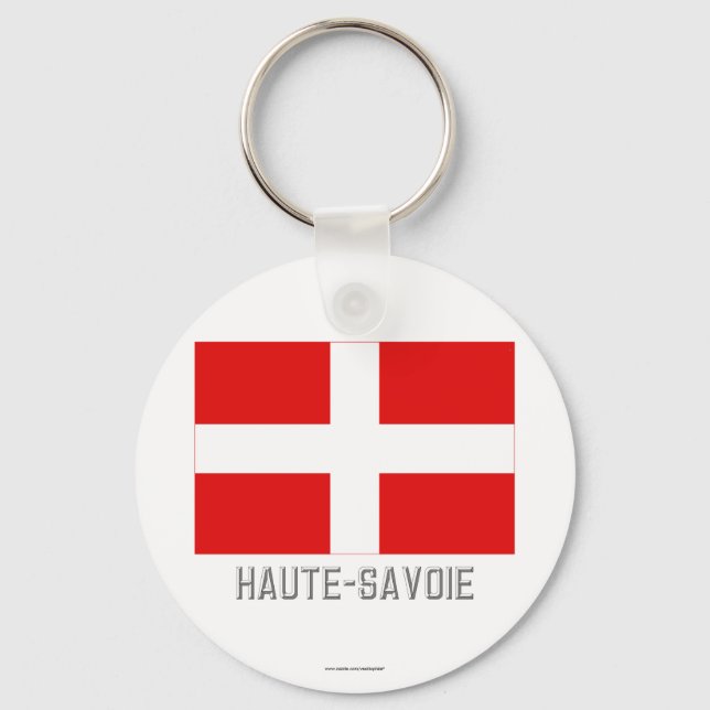 Haute-Savoie flag with name Key Ring (Front)