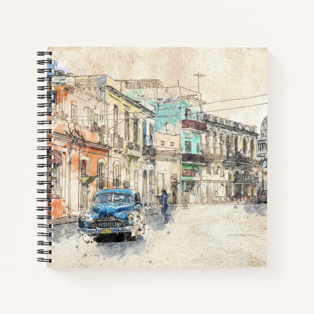 Havan Cuba Water Colour Illustration Notebook (Front)