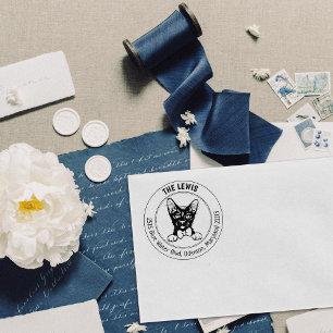 Havana Brown Cat Family Return Address Rubber Stamp