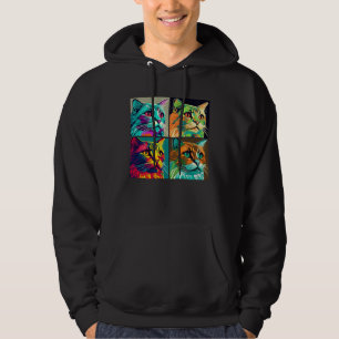 Havana Brown Cat Pop Illustration Colorful Animal Hoodie