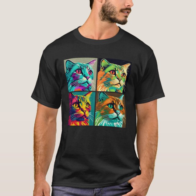 Havana Brown Cat Pop Illustration Colorful Animal T-Shirt (Front)