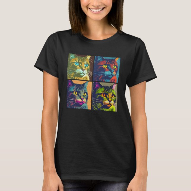 Havana Brown Cat Pop Illustration Colourful Animal T-Shirt (Front)
