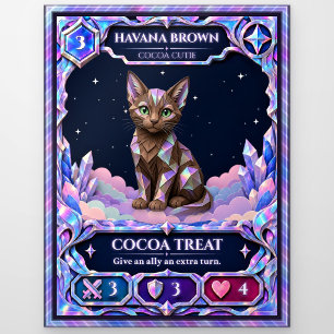 Havana Brown Cat, Rainbow Foil Art Postcard