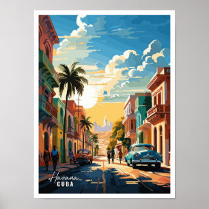 Havana Cuba Art Vintage Travel Illustration Poster