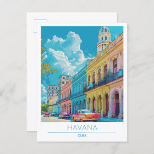 Havana Cuba Art Vintage Travel  Postcard