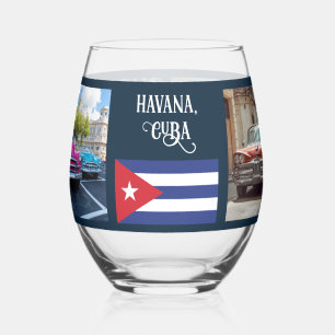 Havana CUBA Cars Stemless Wine Glass