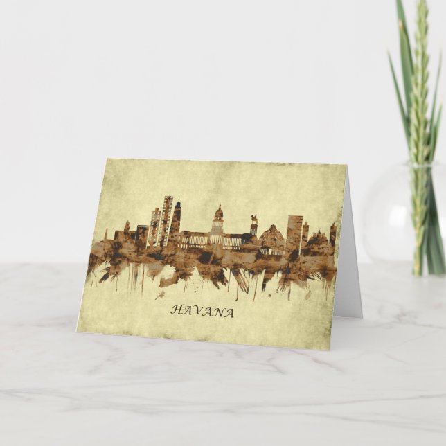 Havana Cuba Cityscape Holiday Card (Front)