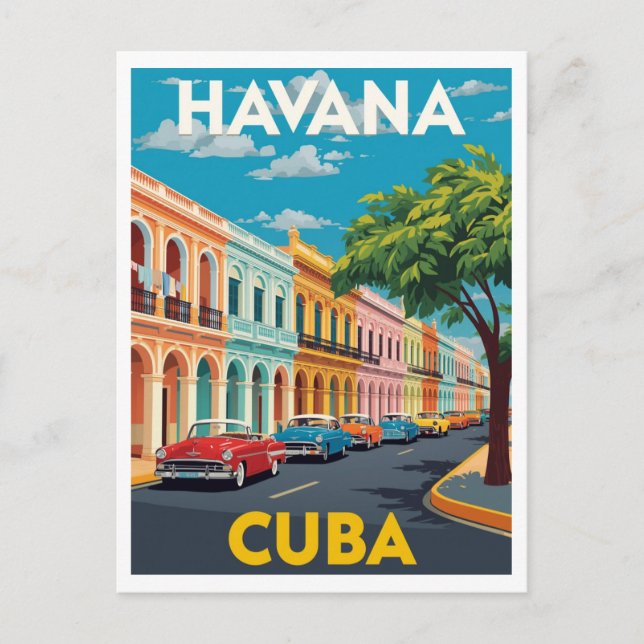 Havana Cuba Colorful Street Classic Car Postcard (Front)