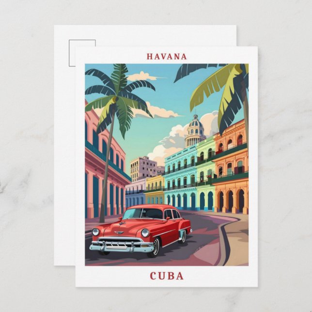 Havana Cuba Elegant Art Vintage Travel Postcard (Front/Back)