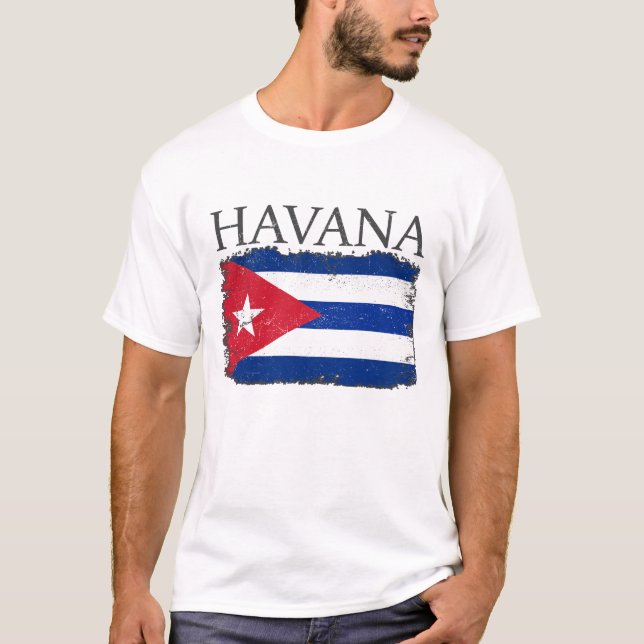 Havana Cuba Flag Capital Cuba Havana Tourist Cuba T-Shirt (Front)
