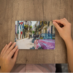 Havana Cuba Flag Travel Watercolor Postcard