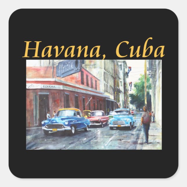 Havana Cuba Floridita Art Square Sticker (Front)