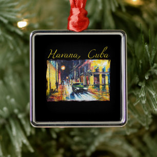 Havana Cuba - Habana Vieja Night Scene Metal Ornament