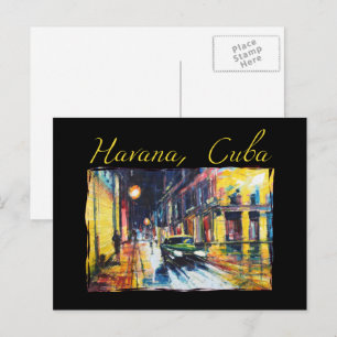 Havana Cuba - Habana Vieja Night Scene Postcard