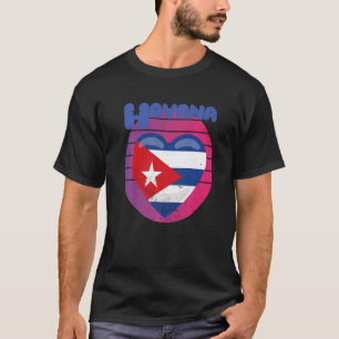 Havana Cuba Heart Retro Caribbean Cuban Home Premi T-Shirt