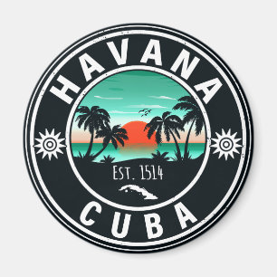 Havana Cuba Island Retro Sunset Souvenirs 60s Magnet
