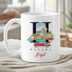 Havana Cuba Monogram Letter H Personalised Gift Coffee Mug