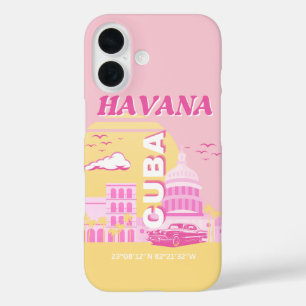 Havana Cuba Pink Preppy Art iPhone 16 Case