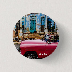 Havana Cuba Red Vintage Car 3 Cm Round Badge