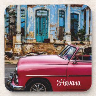 Havana Cuba Red Vintage Car Coaster
