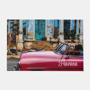 Havana Cuba Red Vintage Car Doormat