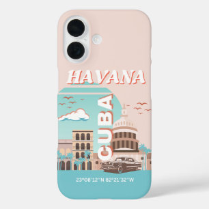 Havana Cuba Retro Travel Art iPhone 16 Case