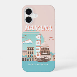 Havana Cuba Retro Travel Art iPhone 16 Case