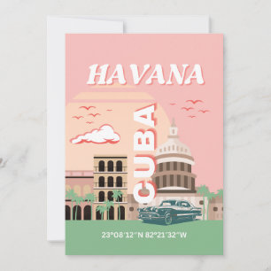 Havana Cuba Retro Vintage Art Holiday Card