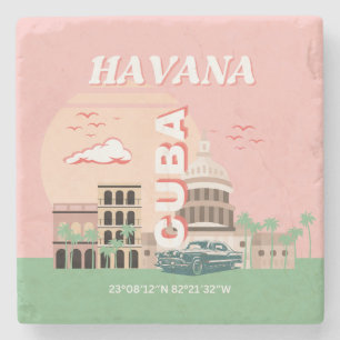 Havana Cuba Retro Vintage Art Stone Coaster