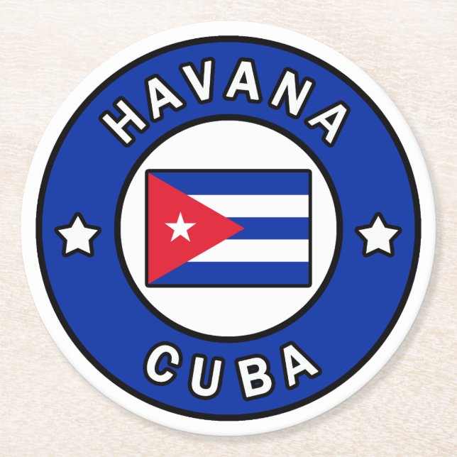 Havana Cuba Round Paper Coaster (Front)