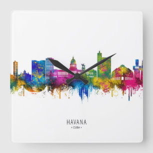 Havana Cuba Skyline Square Wall Clock