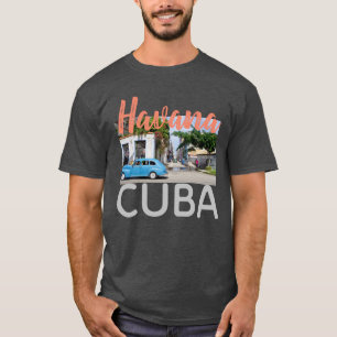 Havana Cuba Taxi Shirt in pink-orange letters